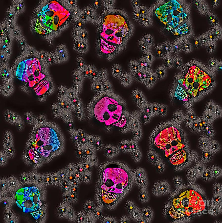 Creepy Colorful Skulls Digital Art