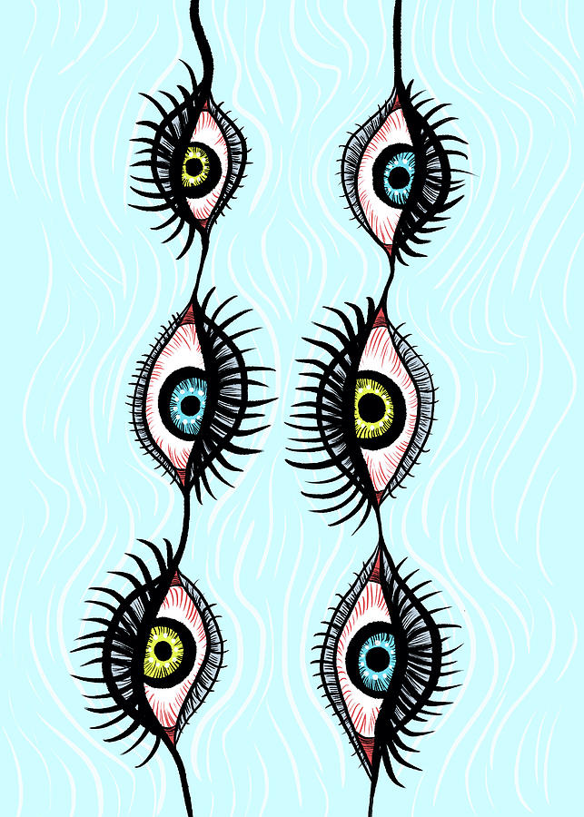 Cool Digital Art - Creepy Eye Garlands Cool Surreal Weird by Boriana Giormova