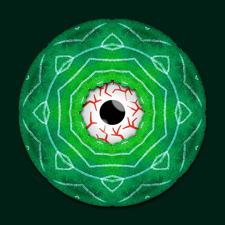 Creepy Eye Staring Through A Green Hole Digital Art by Boriana Giormova
