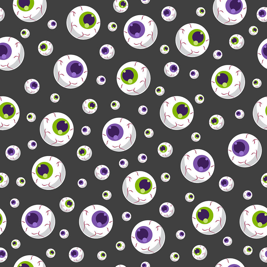 Creepy Eyeball pattern Digital Art by Little Black Bird Designs - Fine ...