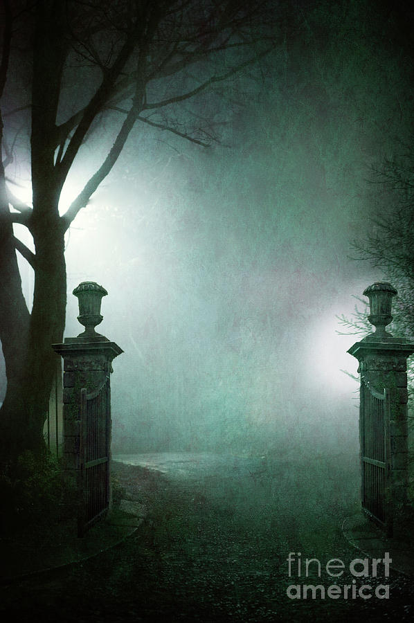 Creepy Gateway At Night In Fog Photograph by Lee Avison