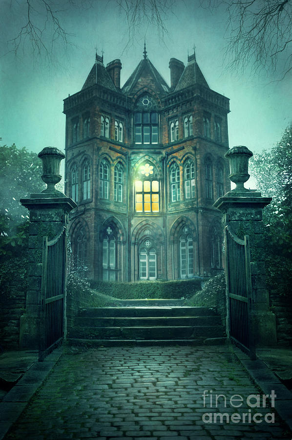 Creepy Gothic Mansion With One Light On  Photograph by Lee Avison