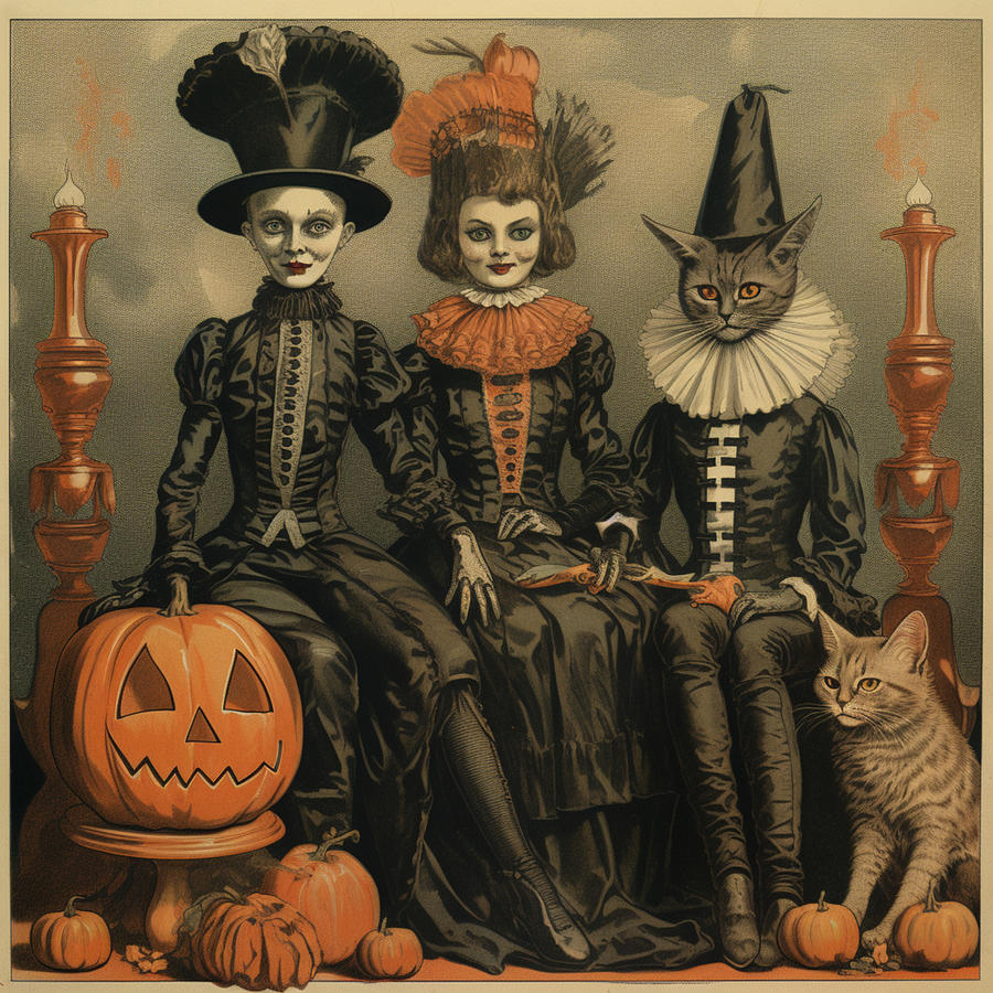 Creepy Halloween Vintage Style  Digital Art by Caterina Christakos