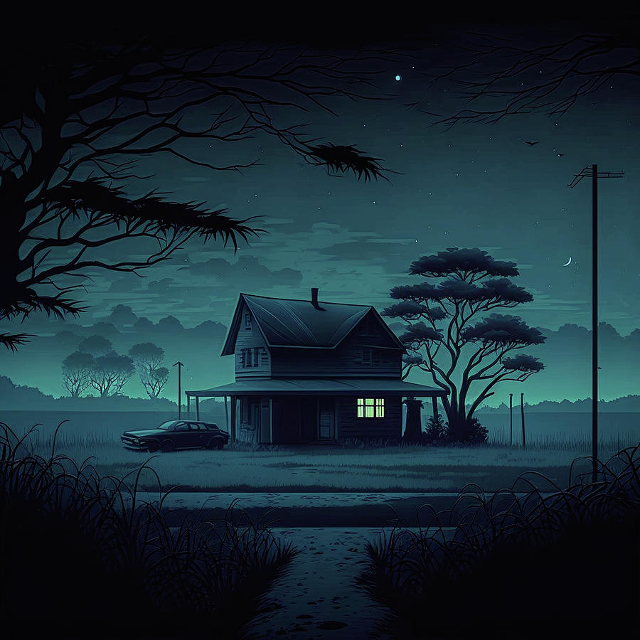 Creepy House With a View of Rice Fields Digital Art by Kailooma X ...