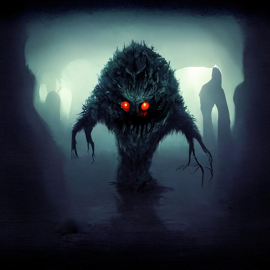 Creepy Monster 01 Dark Shadows Digital Art by Matthias Hauser