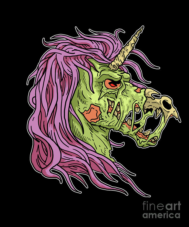 Download Creepy Zombie Undead Unicorn Halloween Gift Digital Art By J M
