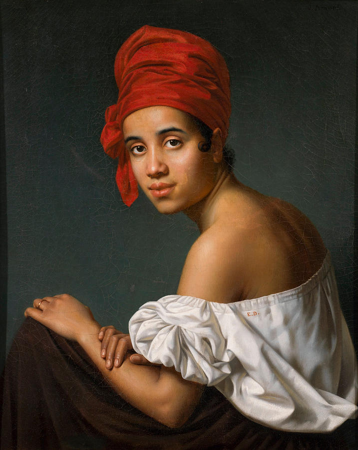 Elegance Painting - Creole in a Red Turban  by Jacques Amans