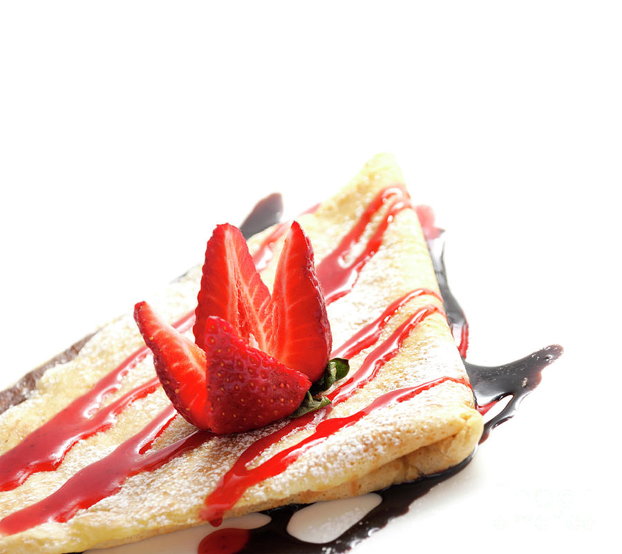 Candy Photograph - Crepes with chocolate and strawberry by Jelena Jovanovic