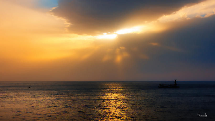 Sunset Photograph - Crepuscular Rays at Sunset in Izmir, Turkey by Thomas Ly