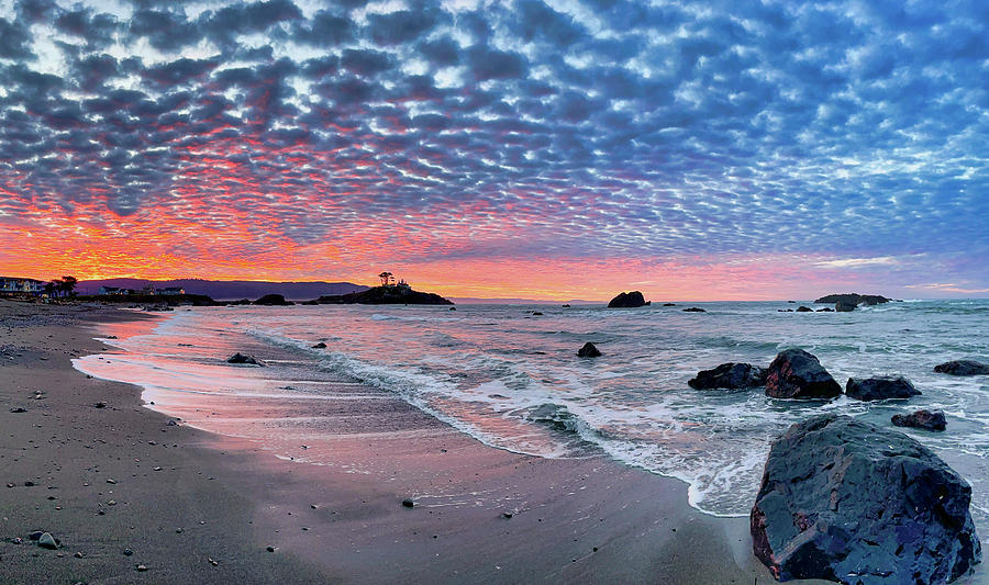 Crescent City beach sunrise Photograph by Lynn Hopwood