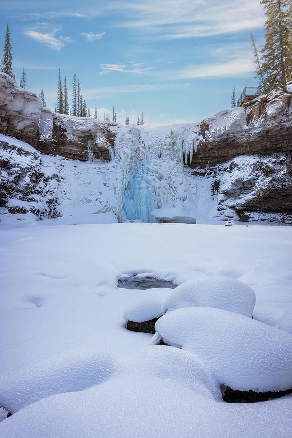 Crescent Falls in Winter - Vertical - 1 Photograph by Alex Mironyuk