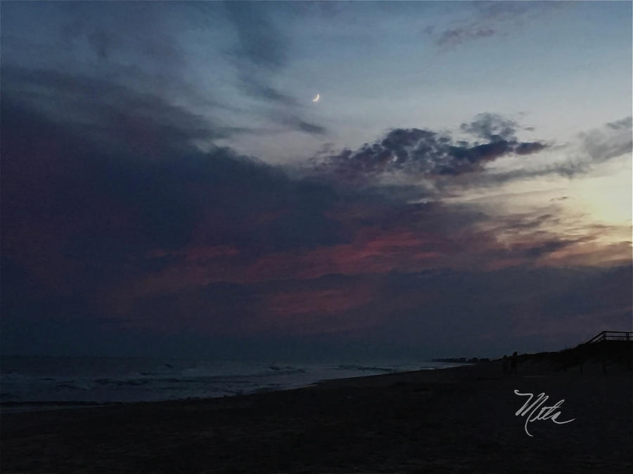 Crescent Moon at Beach Photograph by Meta Gatschenberger