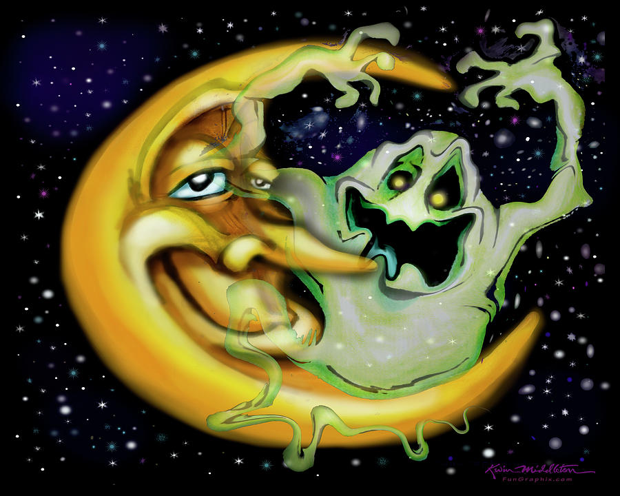 Crescent Moon Ghost Digital Art by Kevin Middleton