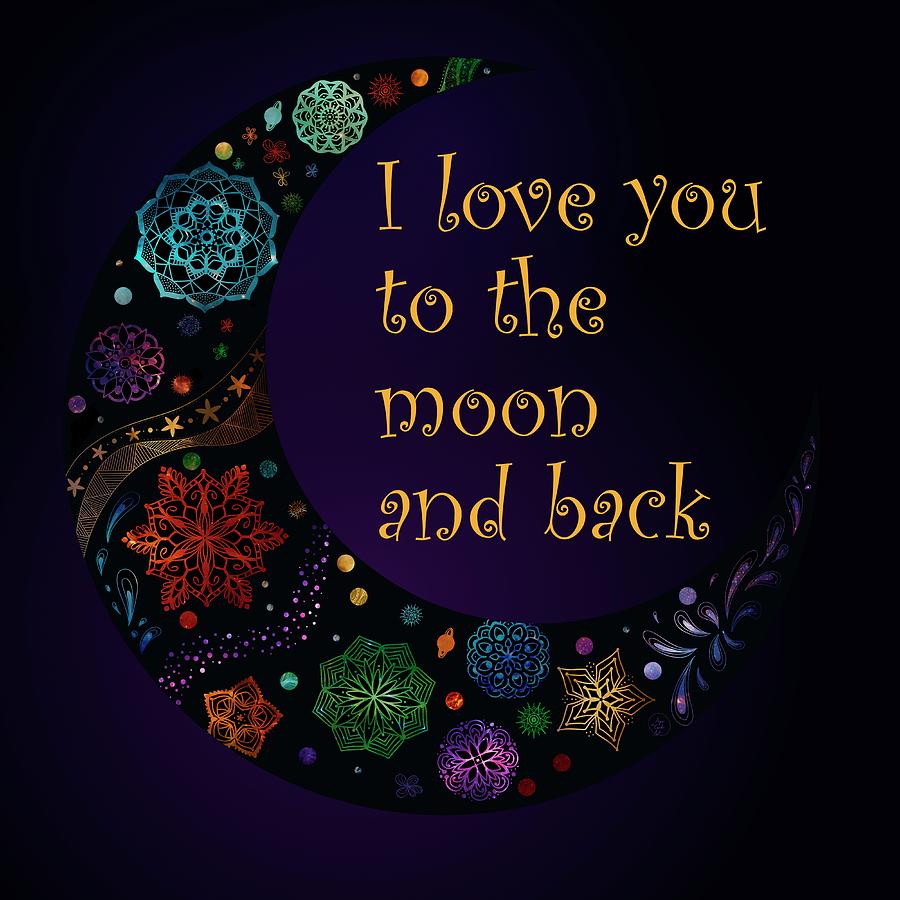 Crescent Moon - I love you to the moon and back Mixed Media by Angie Tirado