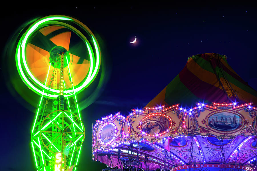 Crescent Moon Over the Carnival Photograph by Mark Andrew Thomas