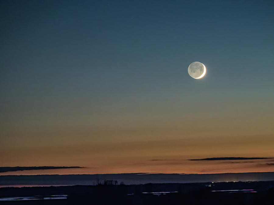 Crescent Moon Over the Horicon Marsh Photograph by Kristine Hinrichs