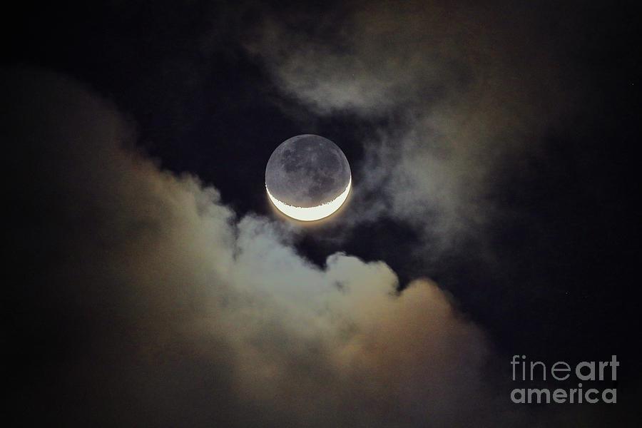 Night Photograph - Crescent Moon Plus by Craig Wood