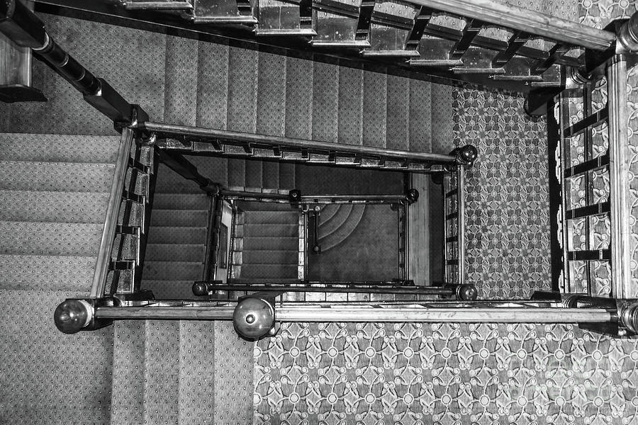 Crescent Stairwell Grayscale Photograph by Jennifer White
