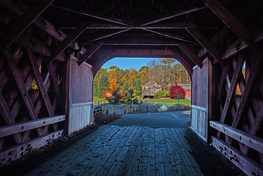 Cresson Covered Bridge Fall Foliage Sawyers Crossing Swanzey NH Photograph by Toby McGuire