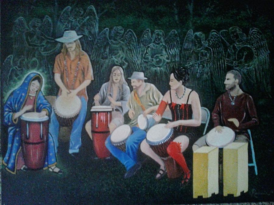 Crestone Drumming Circle  Painting by James RODERICK