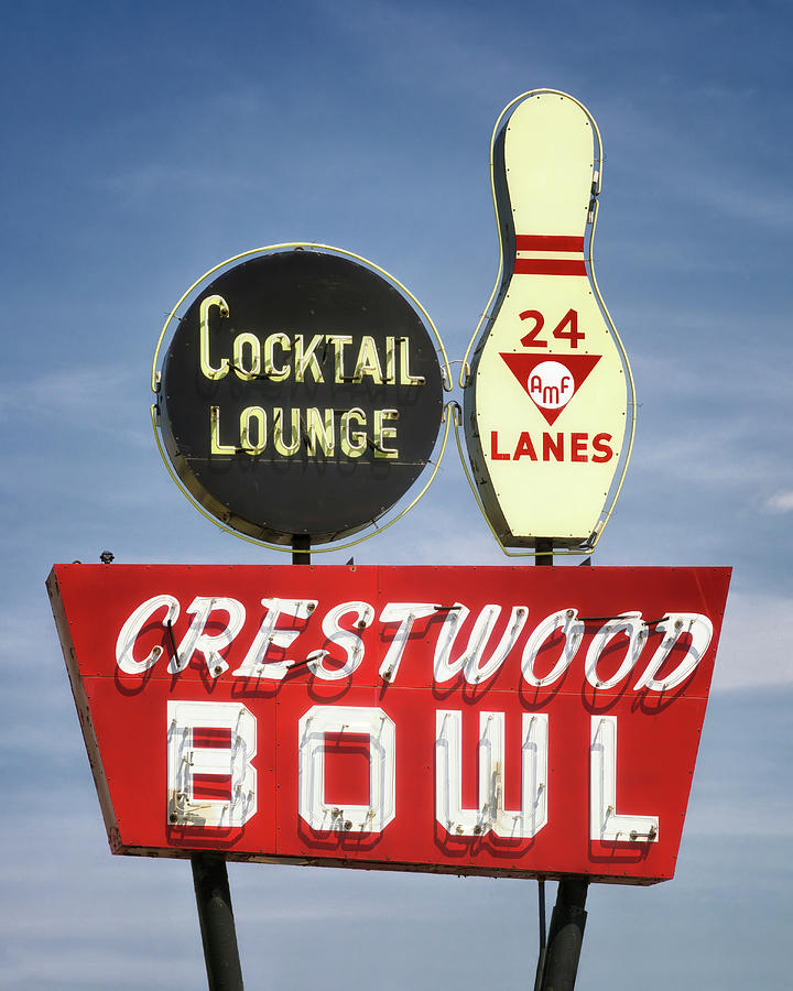 Crestwood Bowl Neon Sign - Route 66 Photograph by Susan Rissi Tregoning