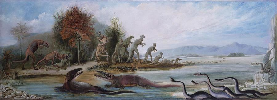 Cretaceous Life of New Jersey Painting by Benjamin Waterhouse Hawkins ...