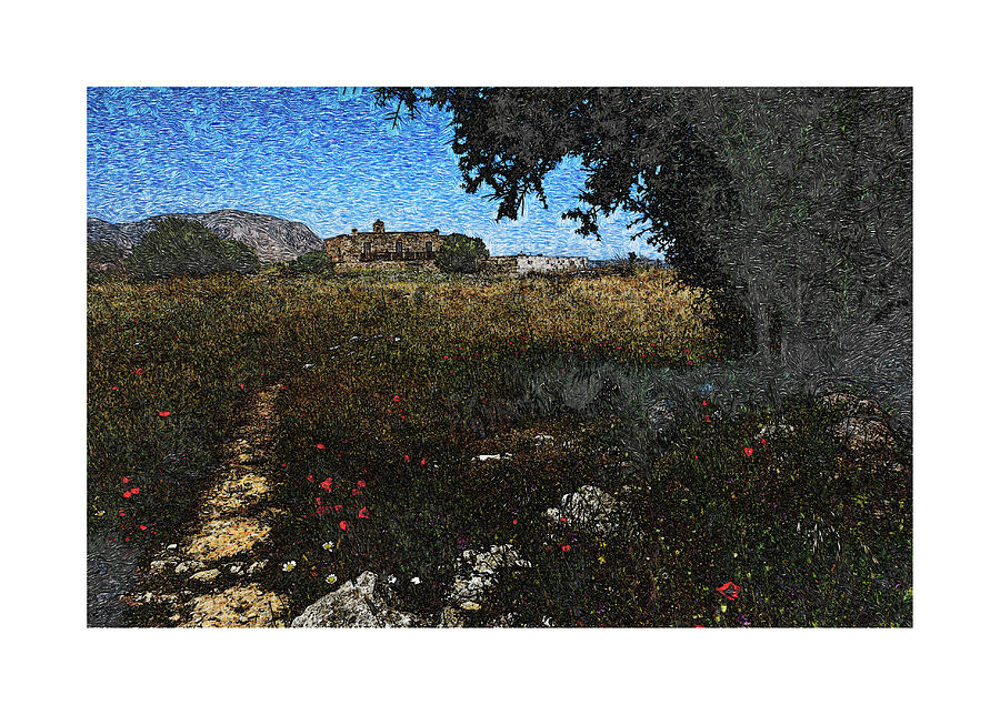 Crete Meadow Painting by Celestial Images
