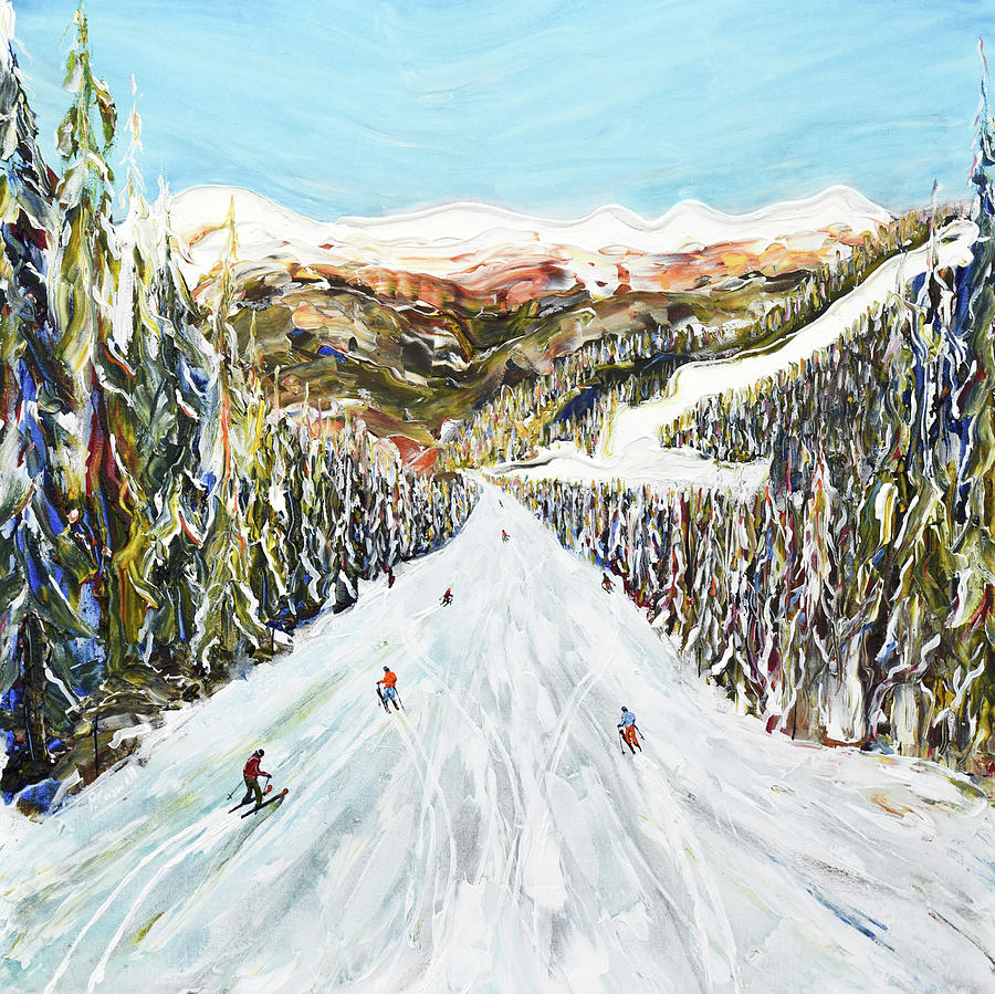 Creuz Piste above Courchevel Ski Print in the 3 Valleys France Painting by Pete Caswell
