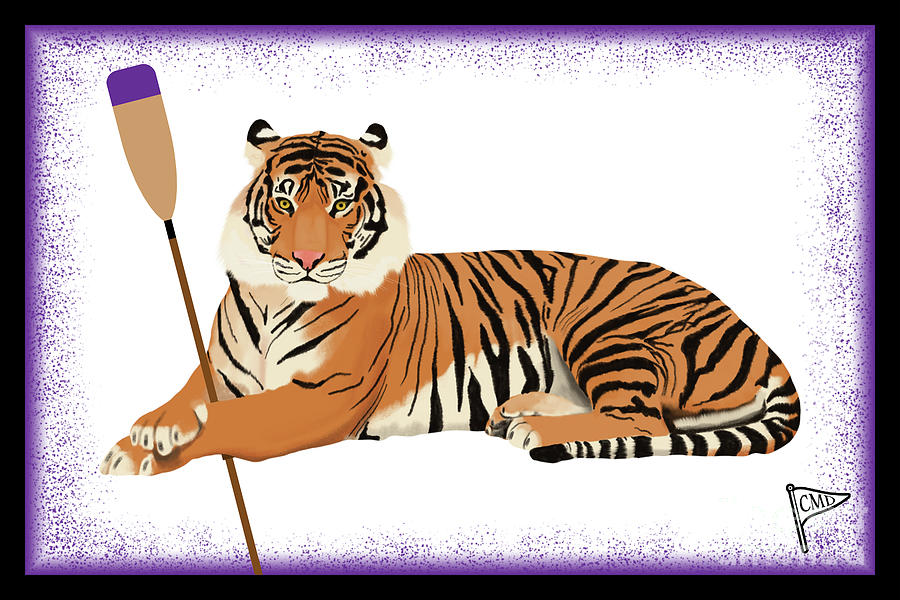 Rowing Digital Art - Crew Tiger Purple by College Mascot Designs