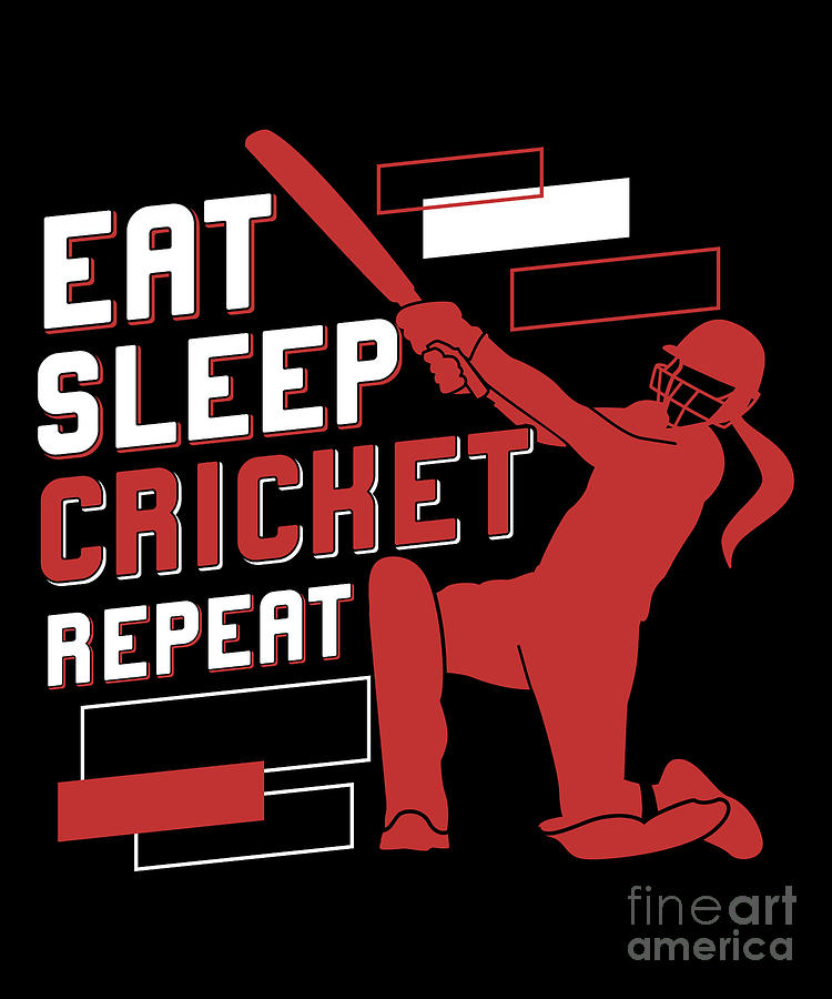 Cricket Game Eat Sleep Cricket Repeat Digital Art by Tobias