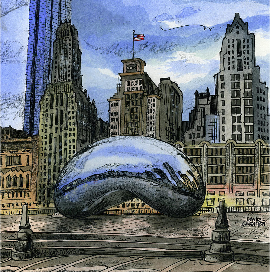 Chicago City Art Print Mixed Media by David Crighton