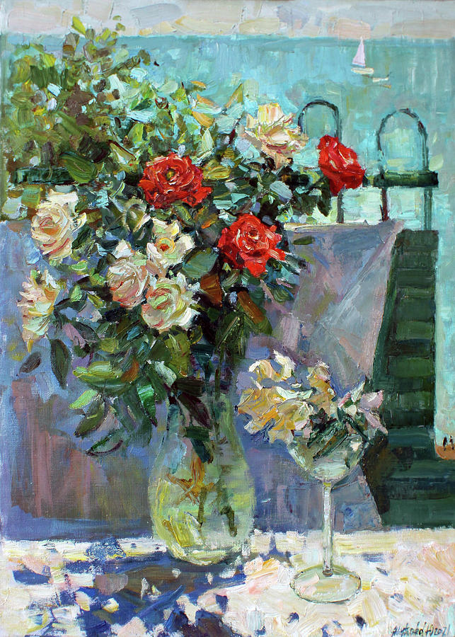Crimean roses Painting by Juliya Zhukova