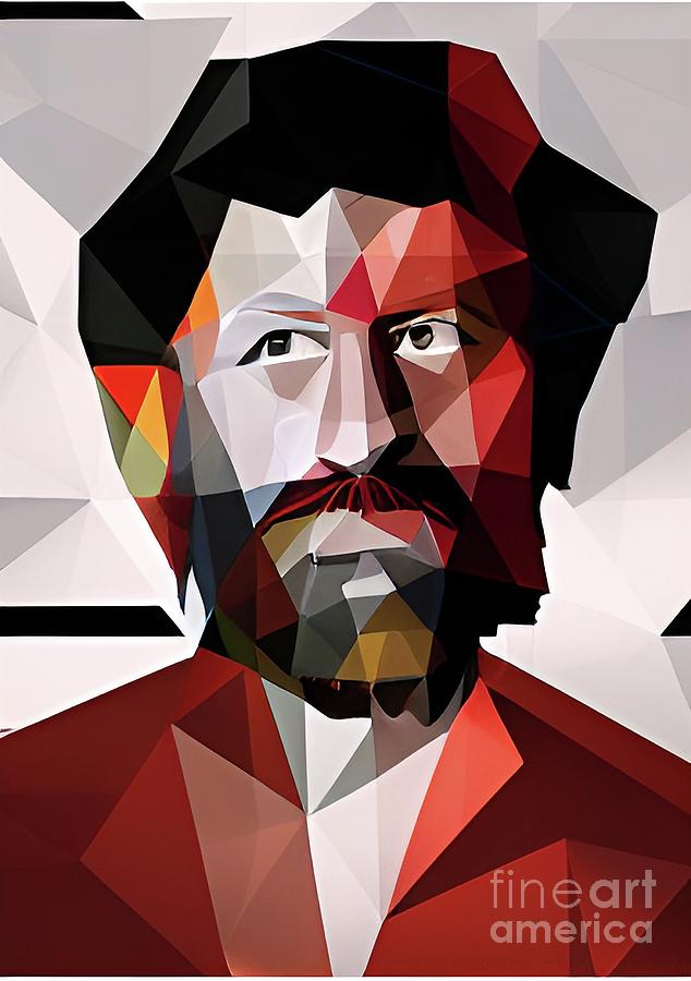 Criminal Ted Kaczynski geometric portrait Digital Art by Christina Fairhead