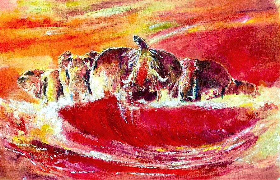 Crimson big wild . Painting by Khalid Saeed