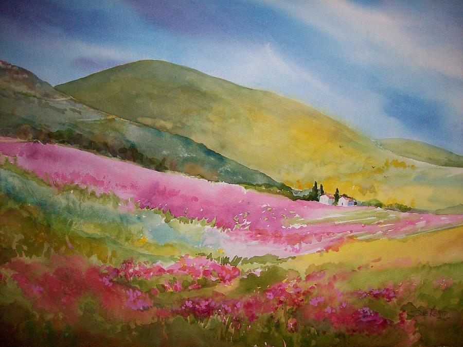 Crimson Fields-Tuscany Painting by Sue Kemp