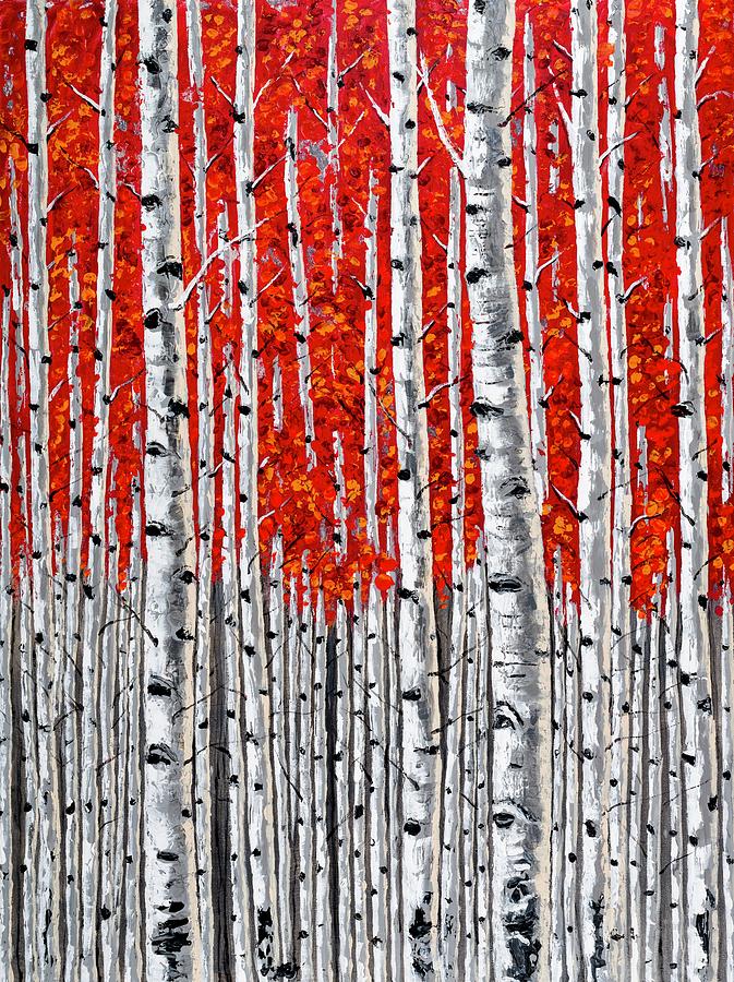 Fall Painting - Crimson Forest-1 by Vidyut Singhal