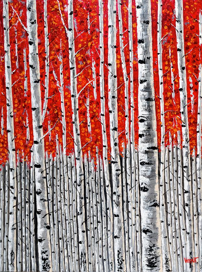 Landscape Painting - Crimson Forest-2 by Vidyut Singhal