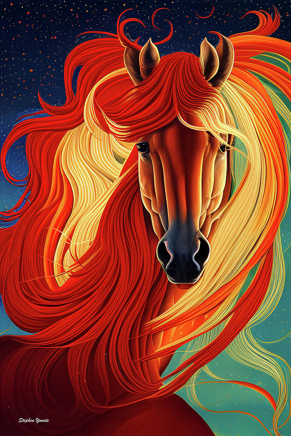 Crimson Horse Digital Art by Stephen Younts - Pixels