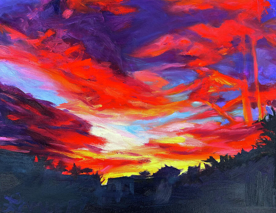 Crimson Inferno Painting by Bonnie Lambert Crimson Inferno Painting by Bonnie Lambert