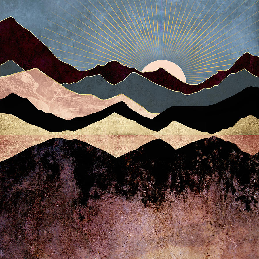 Mountain Digital Art - Crimson Peaks by Spacefrog Designs