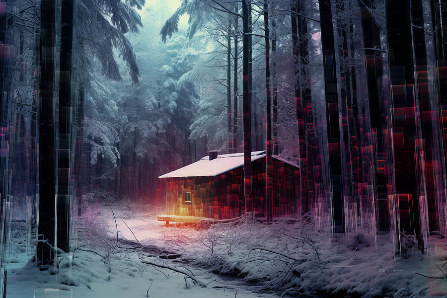  Crimson Twilight in the Snowy Thicket Digital Art by Bill Posner