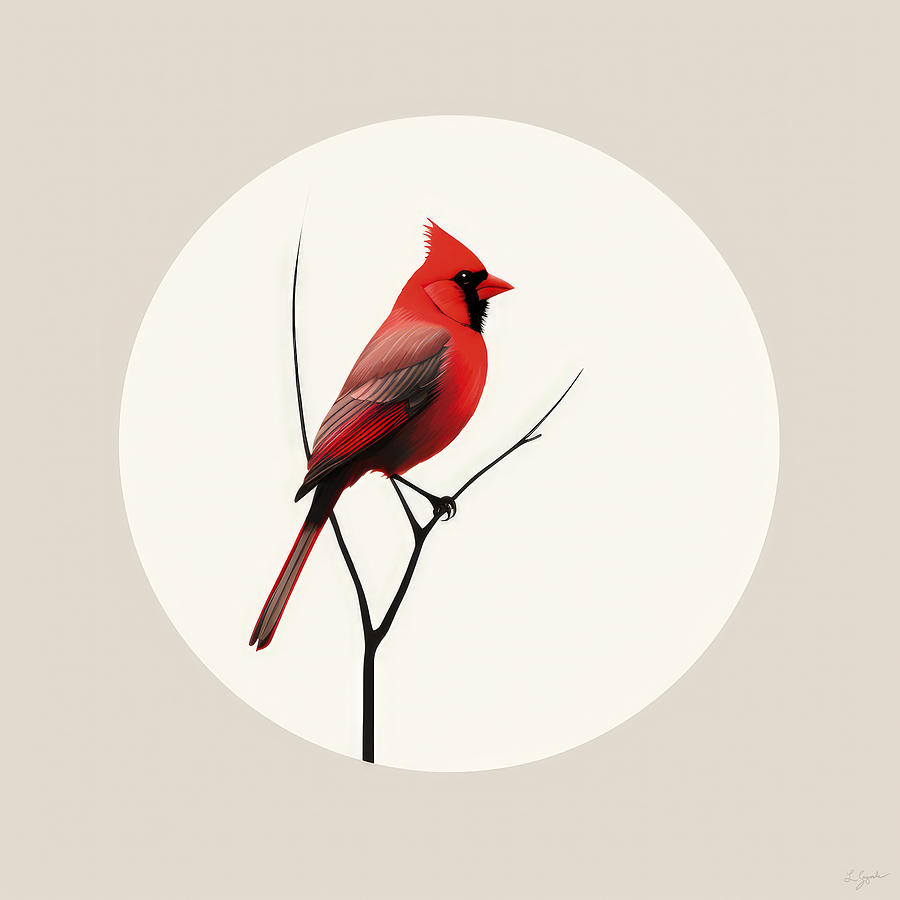 Red Cardinal Painting - Crimsons Chorus by Lourry Legarde
