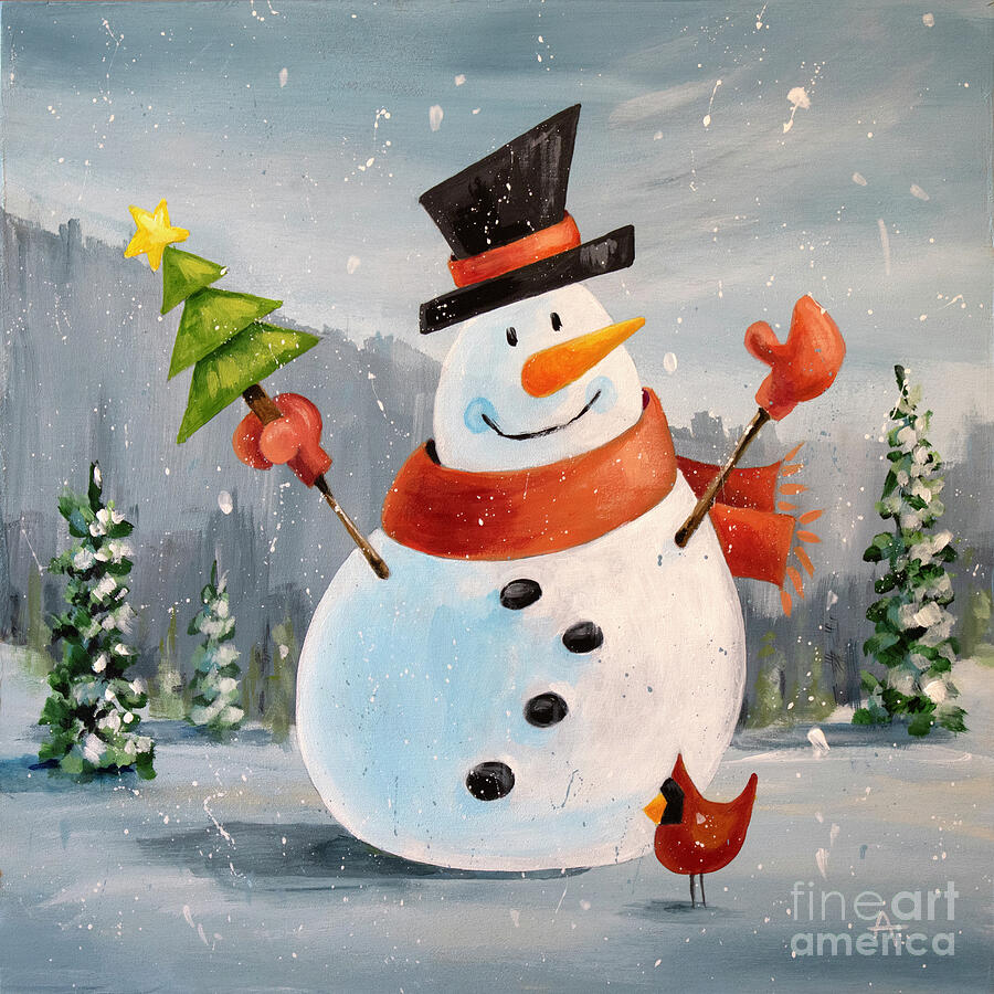 Crisp and Cozy - Snowman Painting by Annie Troe Crisp and Cozy - Snowman Painting by Annie Troe
