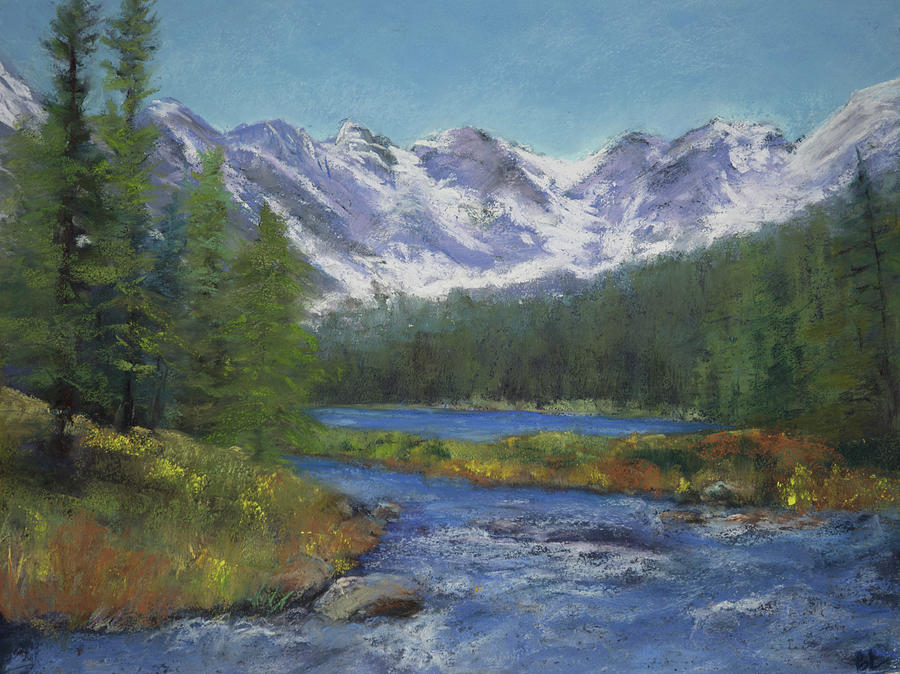 Crisp Mountain Lake Pastel by Bonnie Lindstrom - Fine Art America