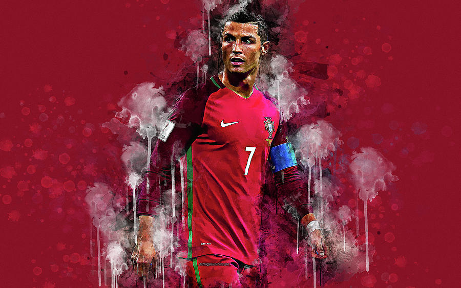 Cristiano Ronaldo art spray paint 4k splash art Portuguese footballer ...