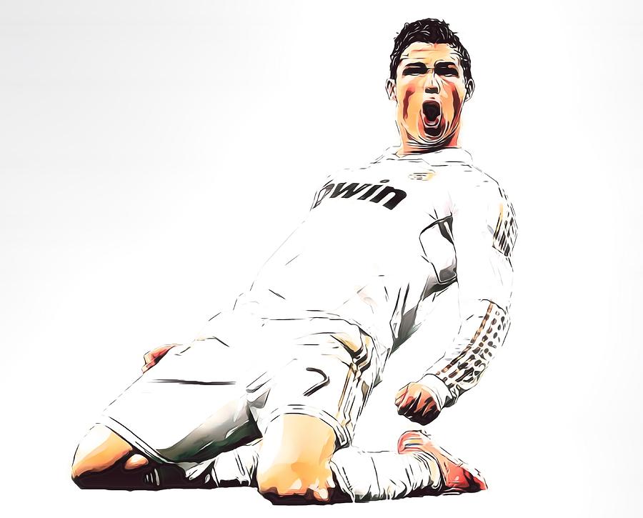 Cristiano Ronaldo Watercolor Strokes Pixel Art 150 Mixed Media by Joe ...