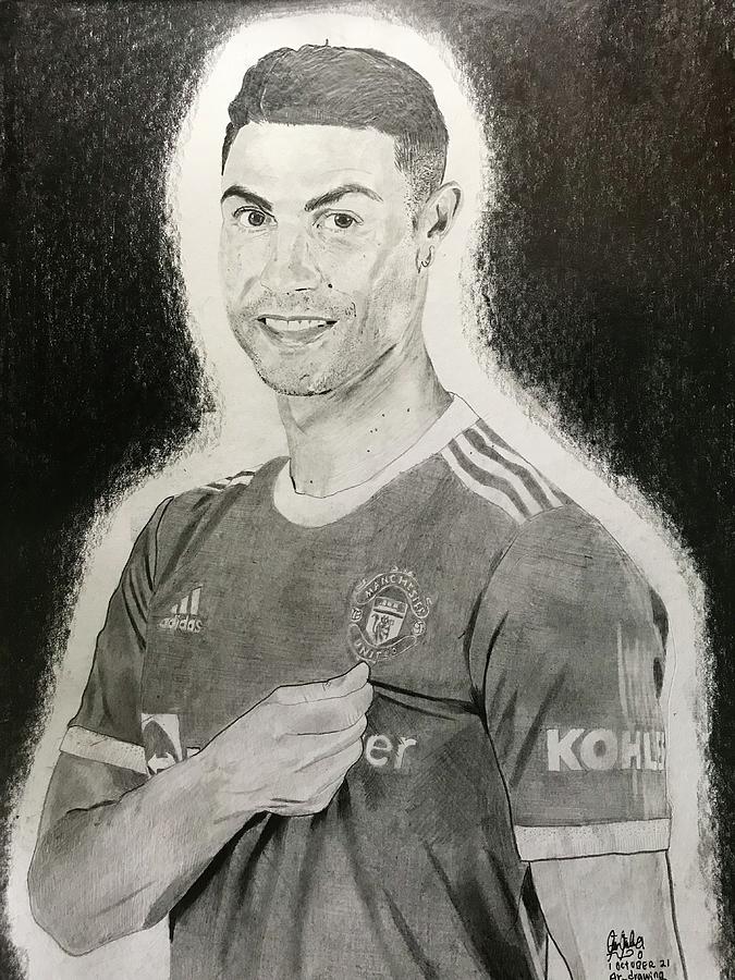 Ronaldo Sketch By Kushal Dhurve Drawing by Kushal Dhurve - Pixels