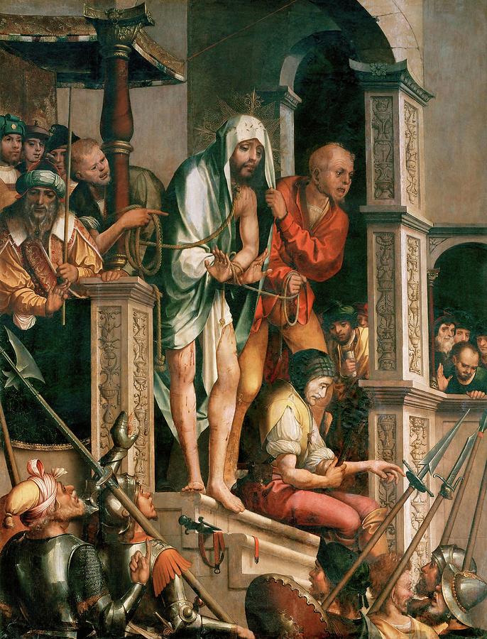 Cristovao de Figueiredo / Ecce Homo, Oil on panel. Cristovao de Figueiredo. Painting by Cristovao de Figueiredo -d c 1540-