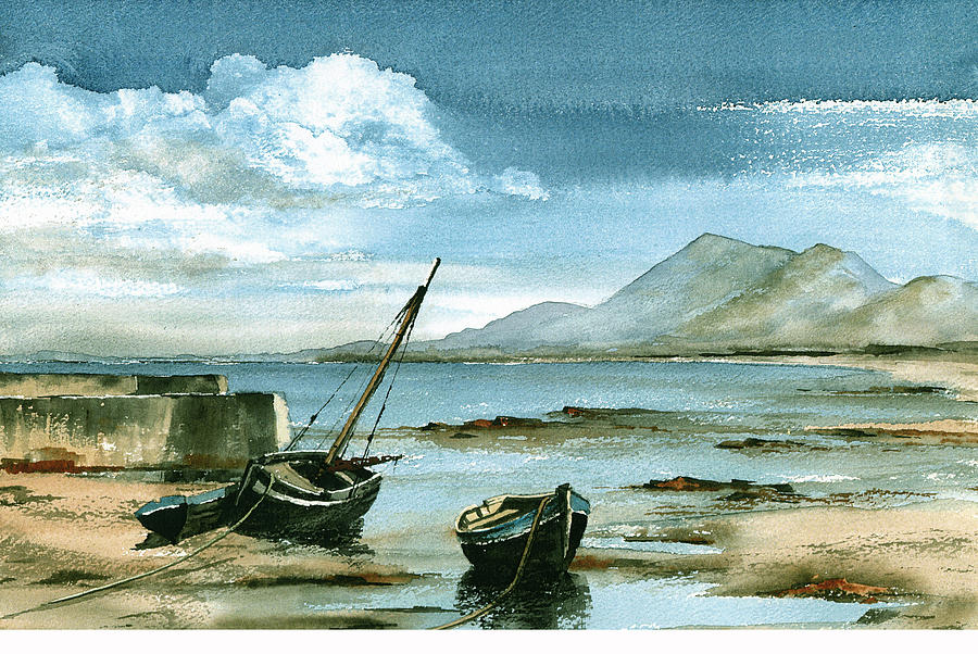 Boat Painting - Croagh Patrick, Co. Mayo by Val Byrne