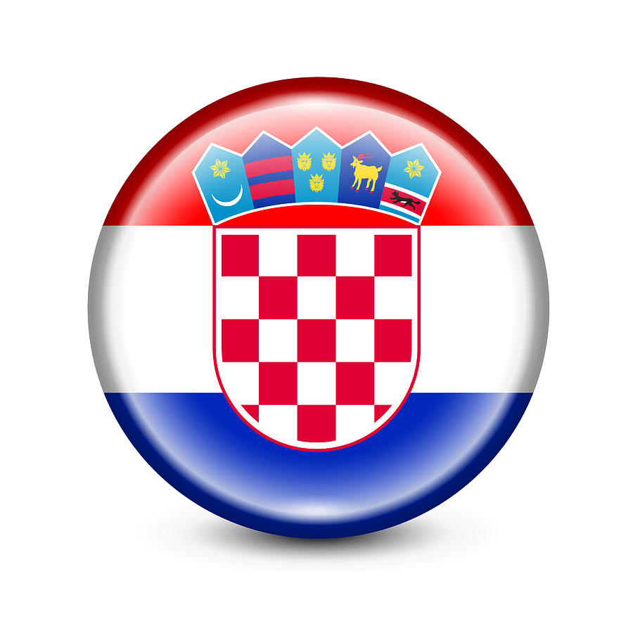 Croatia Flag Round Button. Vector Illustration Drawing by Bergserg